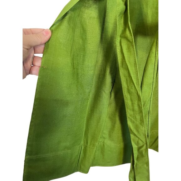 Vintage Needlepoint Folk Apron Green Floral Embroidery Old World Woven Festive - Picture 3 of 14